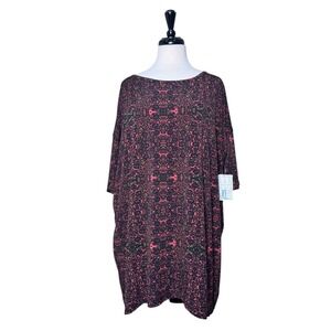 LuLaRoe Irma Top XL Maroon Abstract Floral Medallion Stretch Tunic NWT Womens